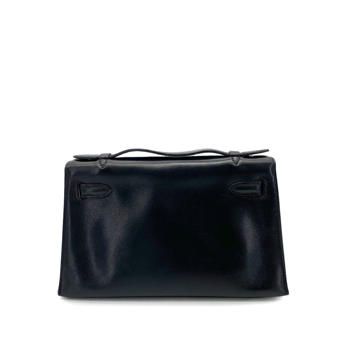 HERMES POCHETTE KELLY SELLIER BLACK SWIFT HAND BAG □H 90254617