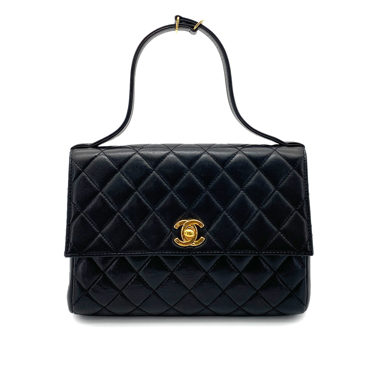 CHANEL VINTAGE HAND BAG BLACK LAMB SKIN 90255102