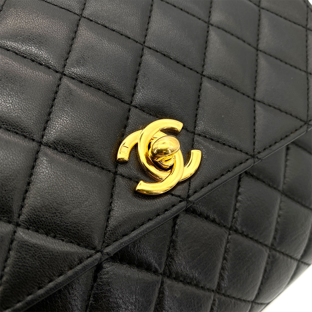 CHANEL VINTAGE HAND BAG BLACK LAMB SKIN 90255102