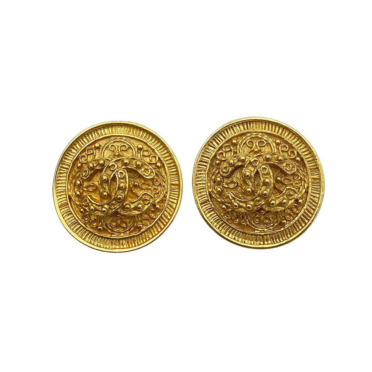 CHANEL VINTAGE EARRINGS COCOMARK ROUND ACCESSORY 94A 90255110