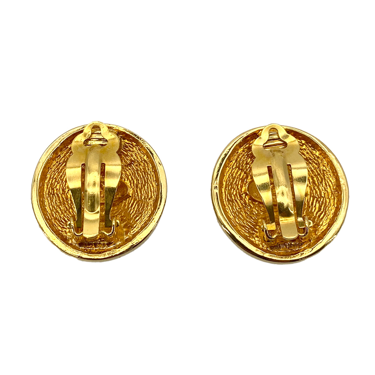 CHANEL VINTAGE EARRINGS MATELASSE ROUND COCOMARK ACCESSORY 90255121