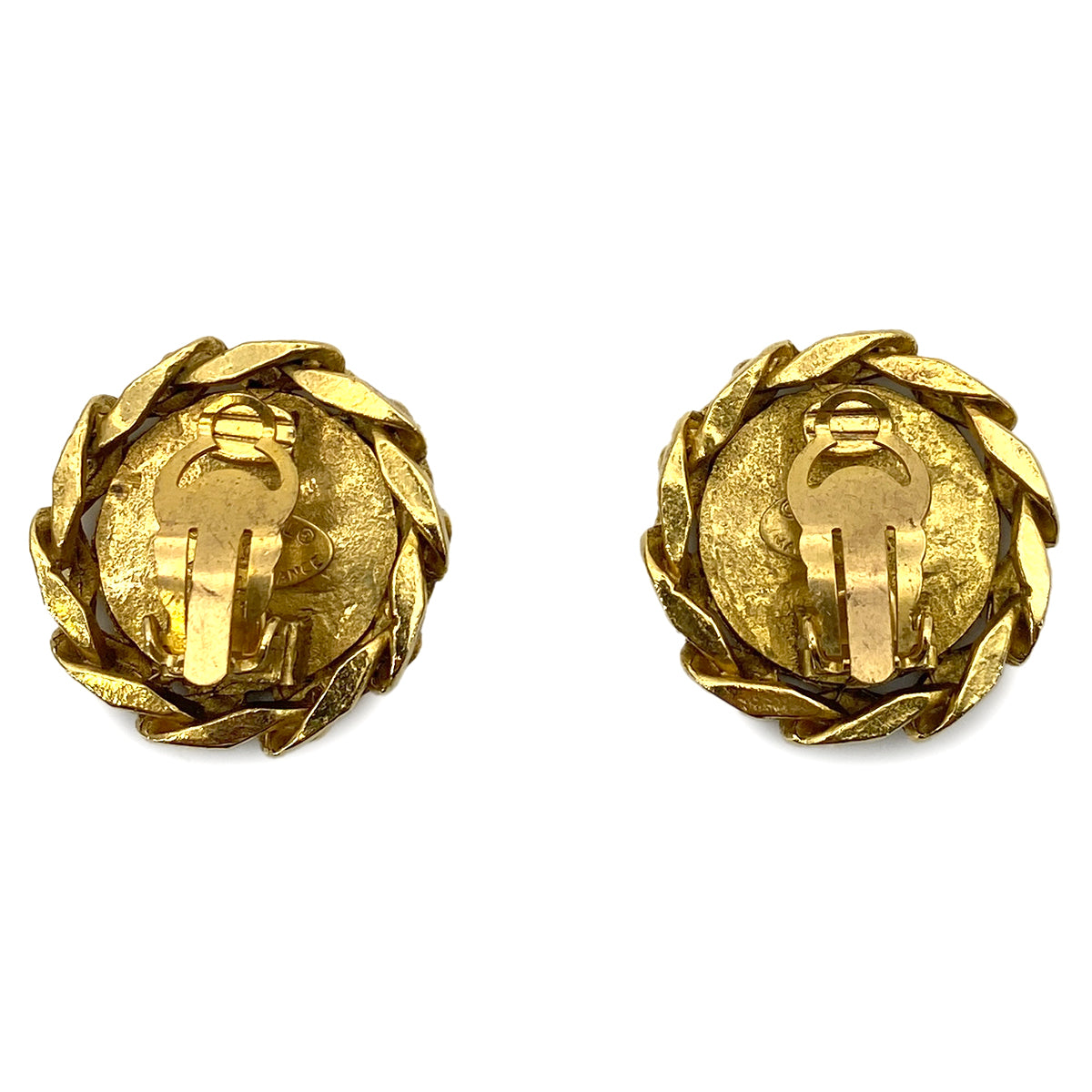 CHANEL VINTAGE EARRINGS ROUND COCOMARK RHINESTONE ACCESSORY 23 90255129