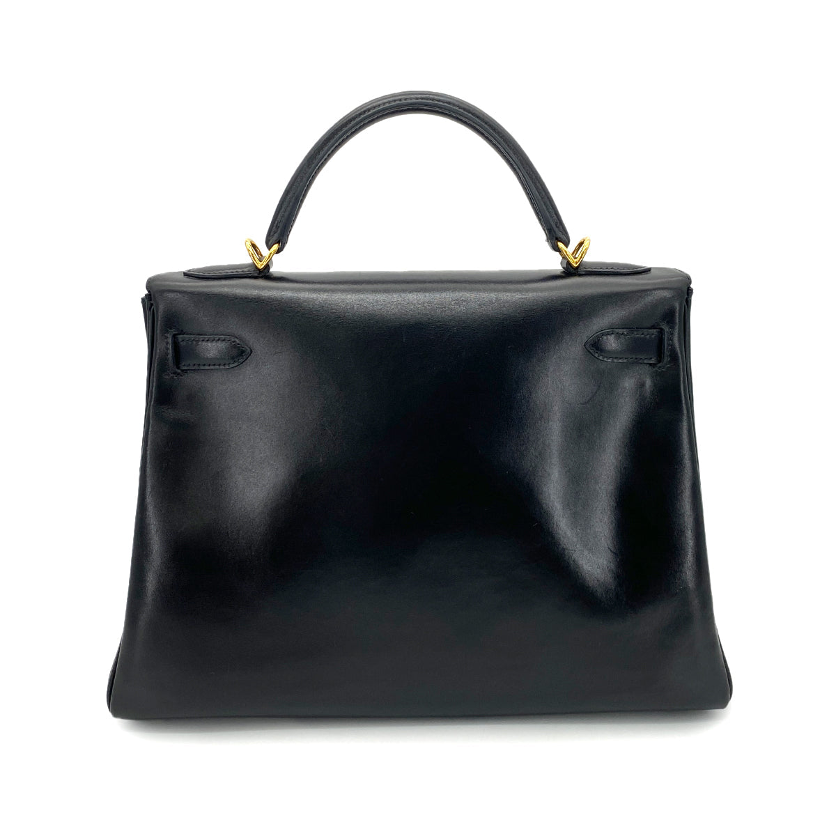 HERMES KELLY 32 RETOURNE BLACK BOXCALF HAND SHOULDER BAG □L GHW 90255379