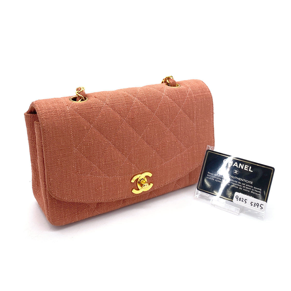 CHANEL VINTAGE DIANA SMALL CHAIN SHOULDER BAG PINK LINEN 90255395