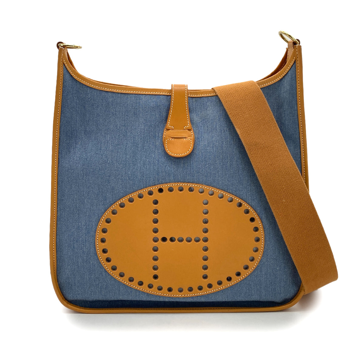 Hermes Vintage Evelyn GM Blue Denim / Natural PHW #A 90255690