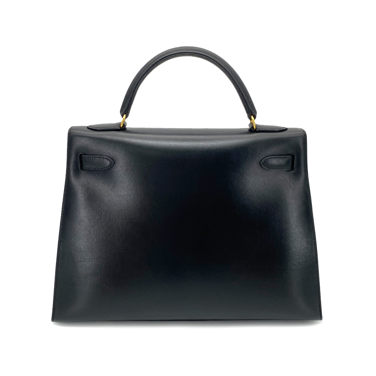 HERMES KELLY 32 SELLIER BLACK BOX CALF HAND SHOULDER BAG 〇Z 90255719