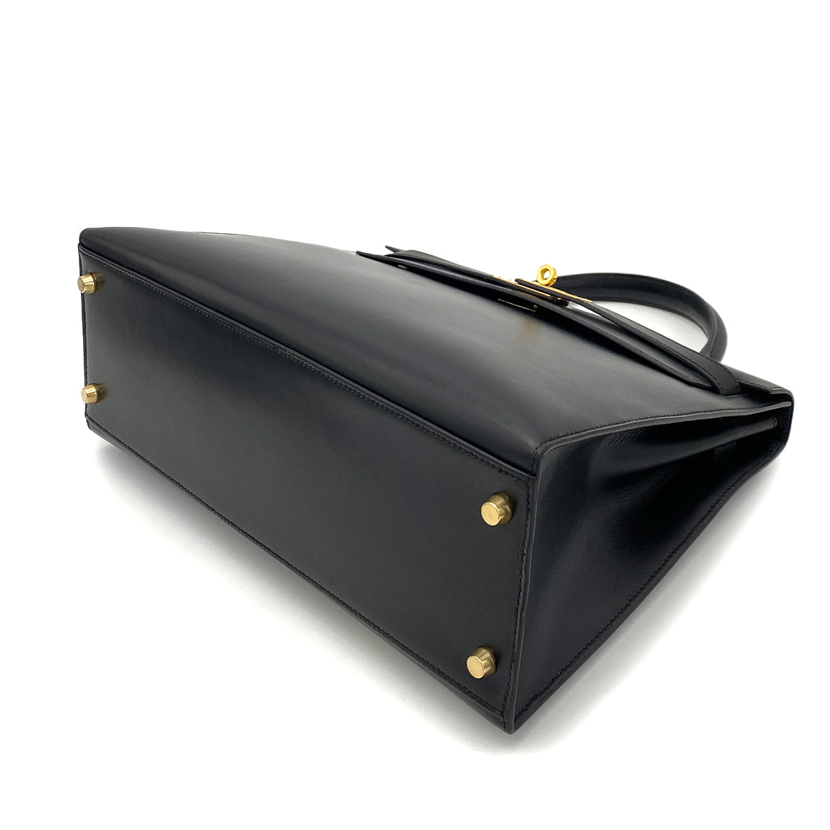 HERMES KELLY 32 SELLIER BLACK BOX CALF HAND SHOULDER BAG 〇Z 90255719