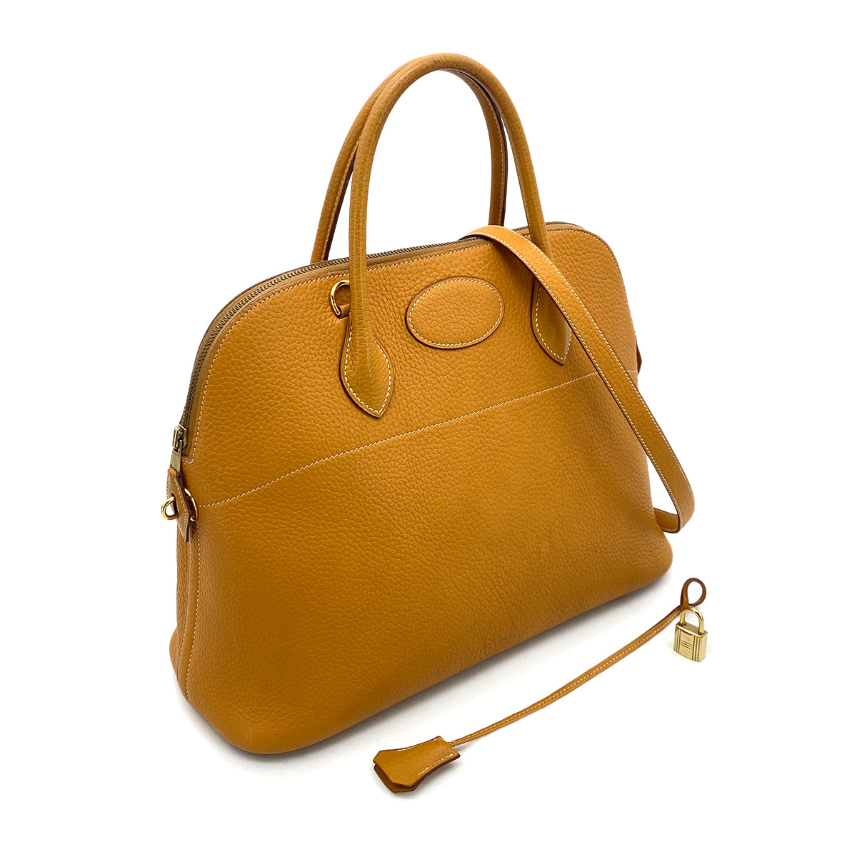 HERMES BOLIDE 35 NATURAL ARDENNES HAND SHOULDER BAG 〇W 90255771