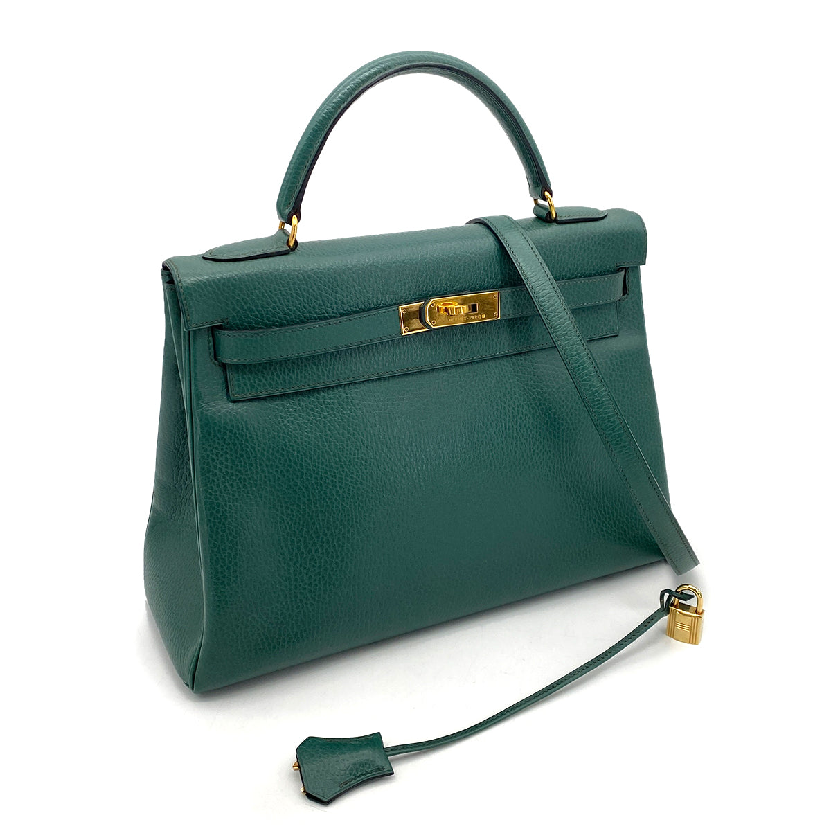 HERMES KELLY 32 RETOURNE VERT ARDENNES HAND SHOULDER BAG 〇X 90255855