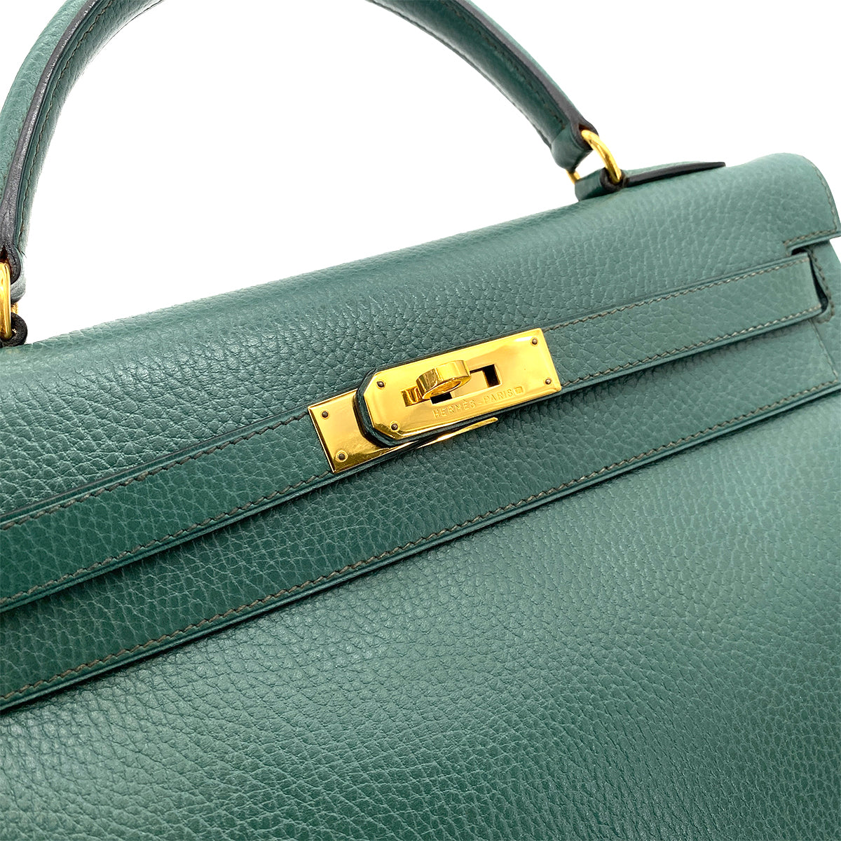 HERMES KELLY 32 RETOURNE VERT ARDENNES HAND SHOULDER BAG 〇X 90255855