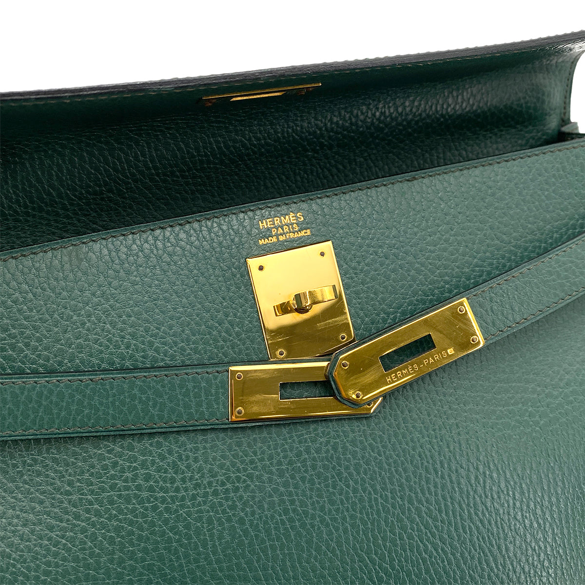 HERMES KELLY 32 RETOURNE VERT ARDENNES HAND SHOULDER BAG 〇X 90255855