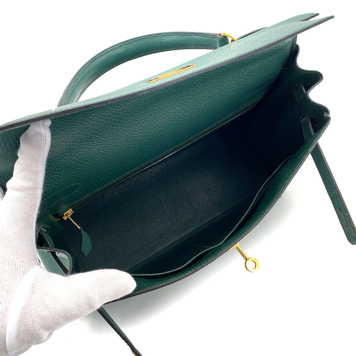 HERMES KELLY 32 RETOURNE VERT ARDENNES HAND SHOULDER BAG 〇X 90255855