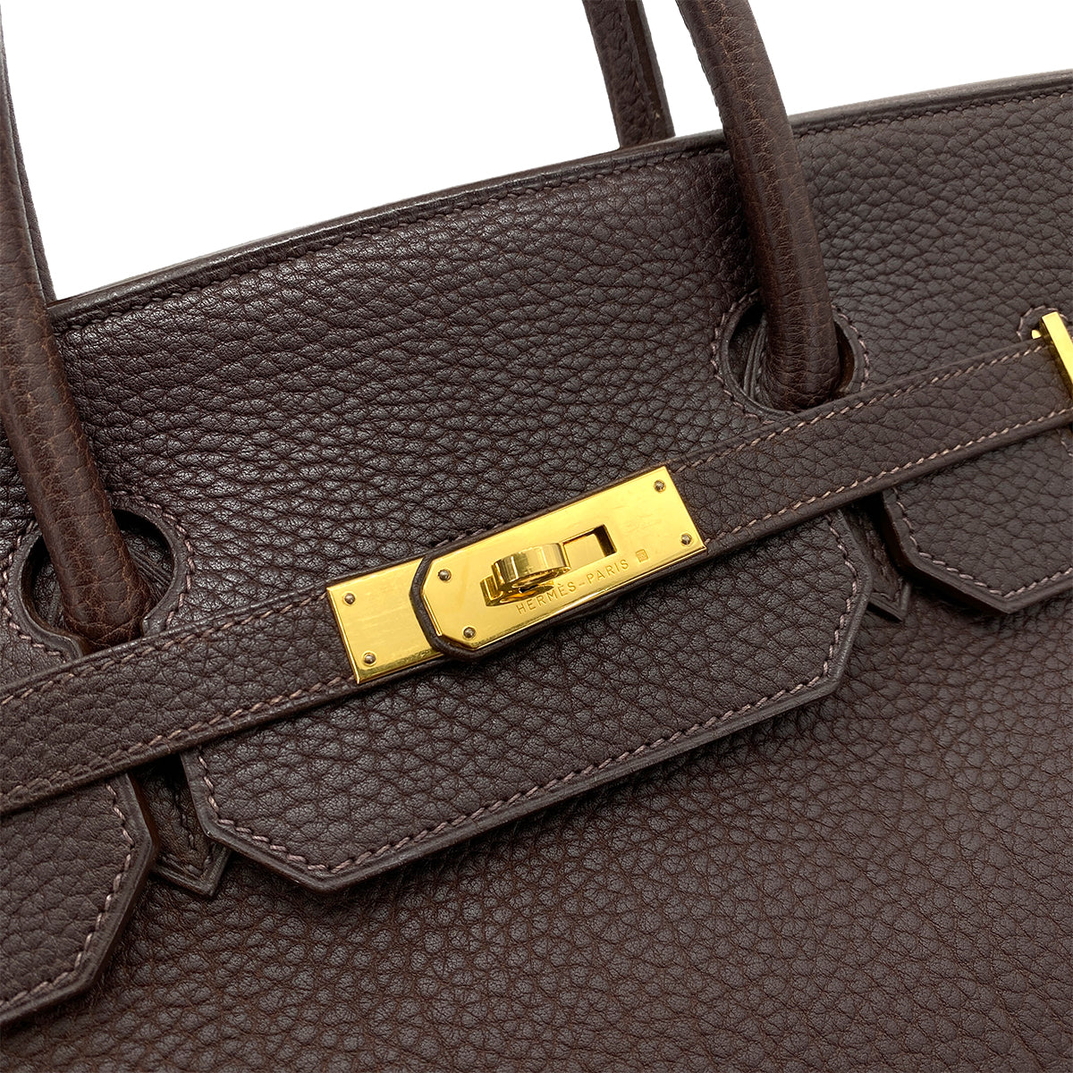 HERMES BIRKIN 40 BROWN TYPE FJORD HAND BAG □B 90255916