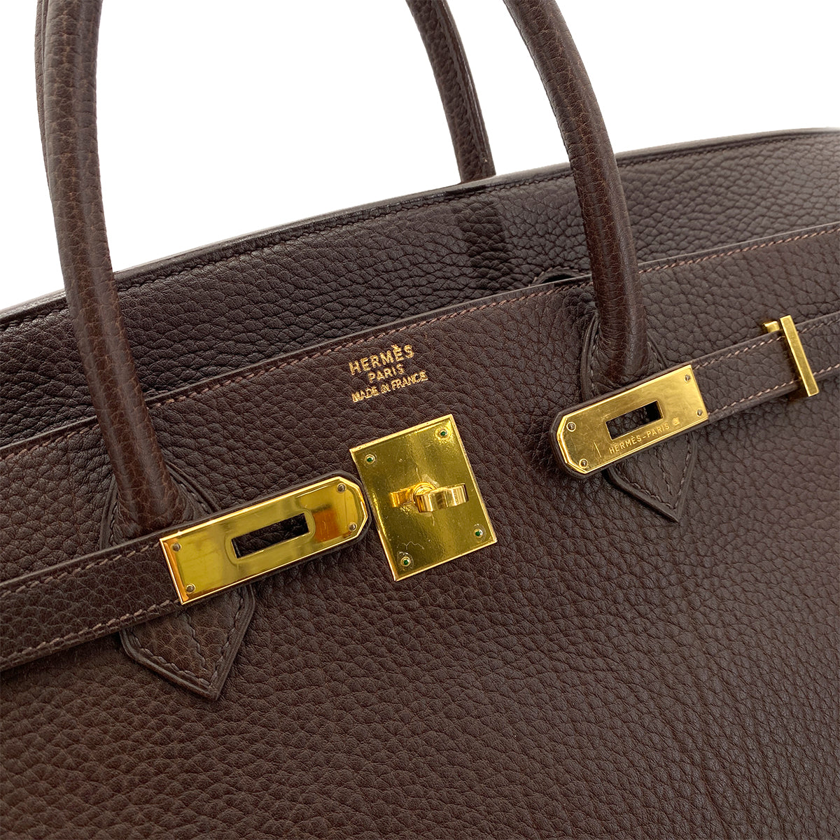 HERMES BIRKIN 40 BROWN TYPE FJORD HAND BAG □B 90255916