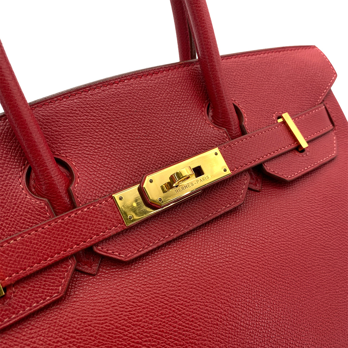 HERMES BIRKIN 30 ROUGE VIF COUCHEVEL HAND BAG □E GHW 90255917