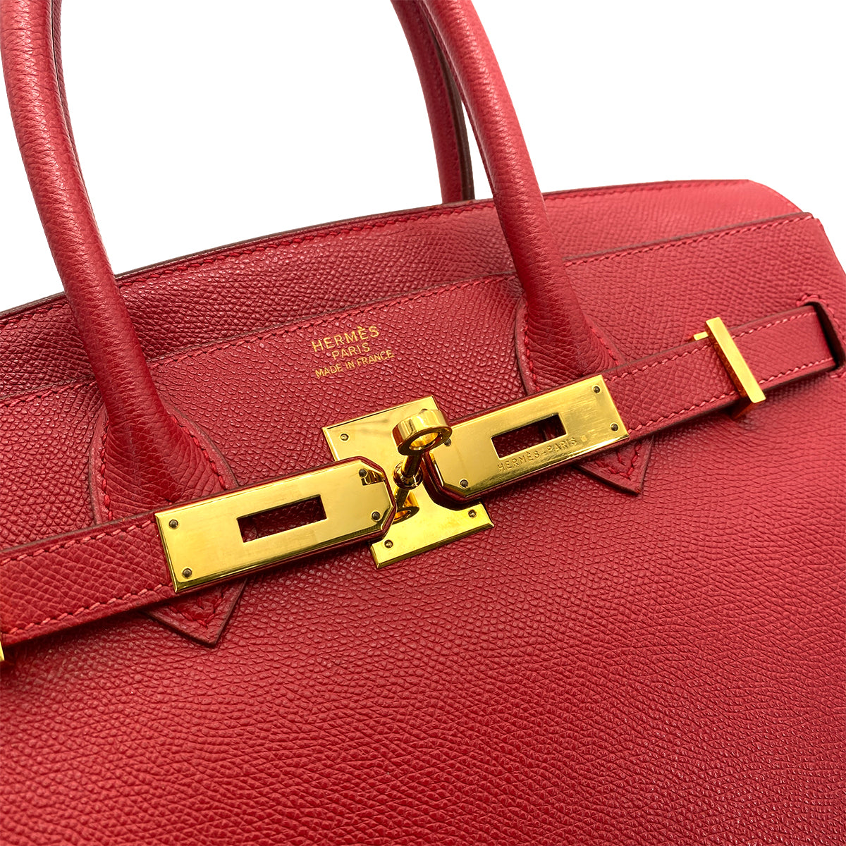 HERMES BIRKIN 30 ROUGE VIF COUCHEVEL HAND BAG □E GHW 90255917