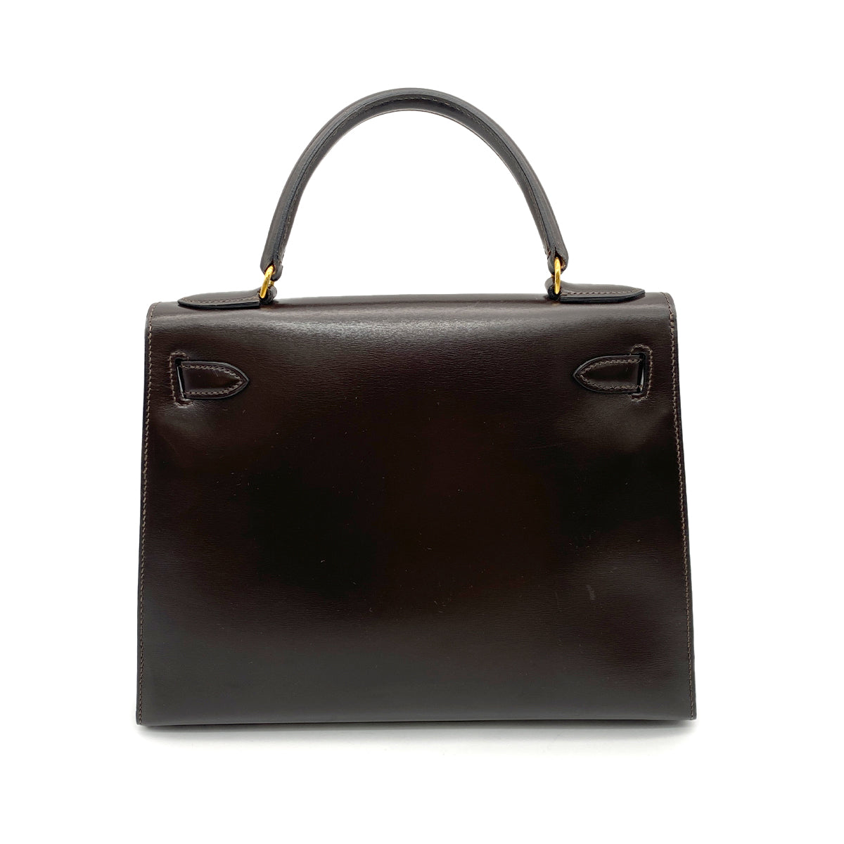 HERMES KELLY 28 SELLIER BROWN TYPE BOXCALF HAND SHOULDER BAG 〇R GHW 90255946