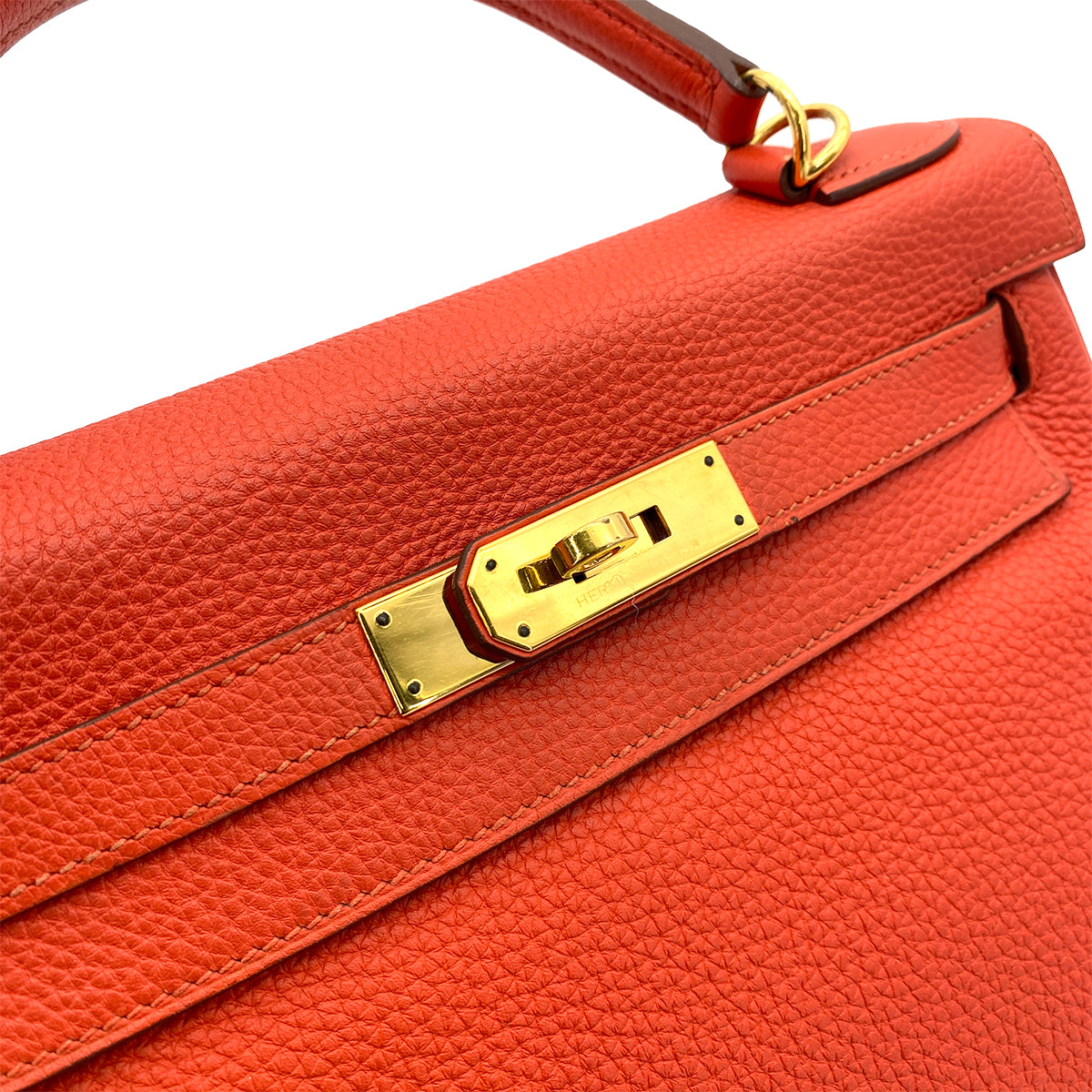 HERMES KELLY 28 RETOURNE ROUGE TOMATE TAURILLON CLEMENCE HAND SHOULDER BAG X GHW 90256406