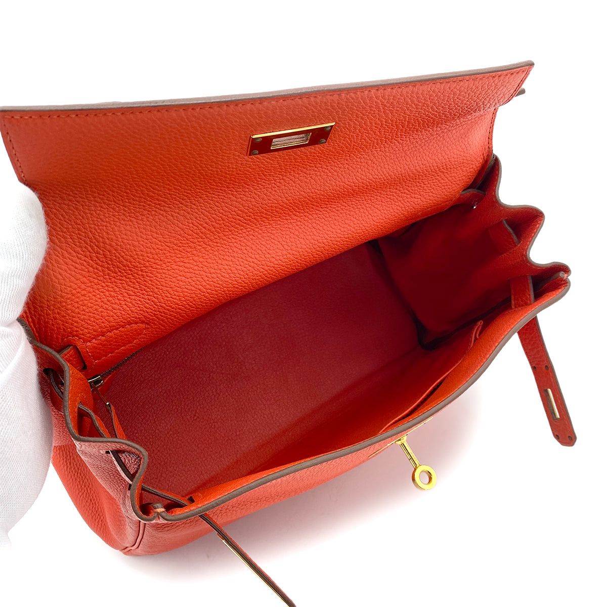 HERMES KELLY 28 RETOURNE ROUGE TOMATE TAURILLON CLEMENCE HAND SHOULDER BAG X GHW 90256406