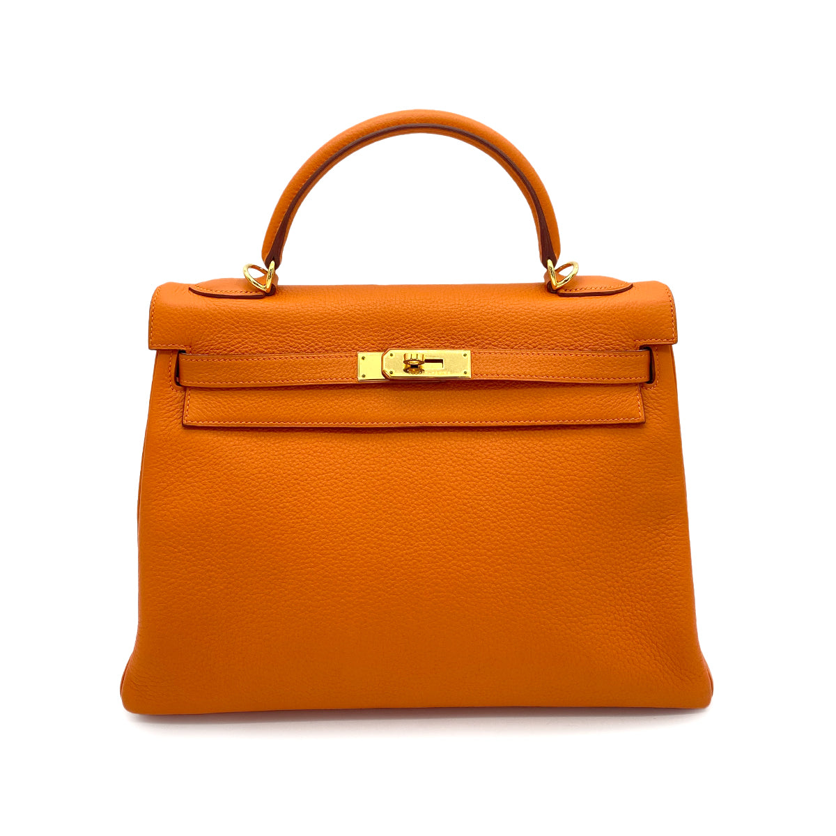 HERMES KELLY 32 RETOURNE ORANGE TOGO HAND SHOULDER BAG □G GHW 90256429