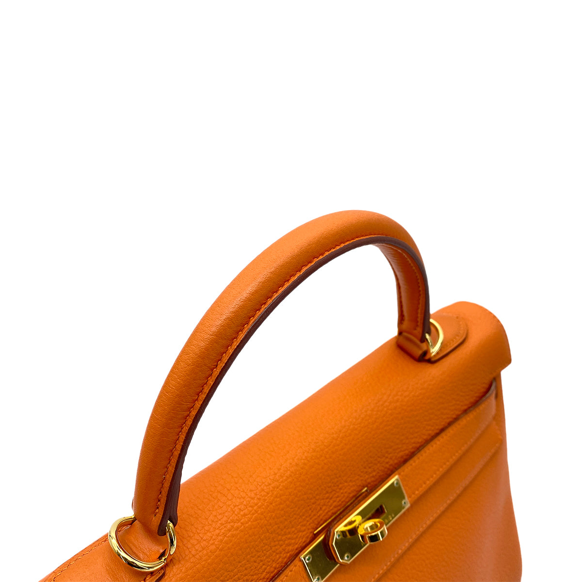 HERMES KELLY 32 RETOURNE ORANGE TOGO HAND SHOULDER BAG □G GHW 90256429