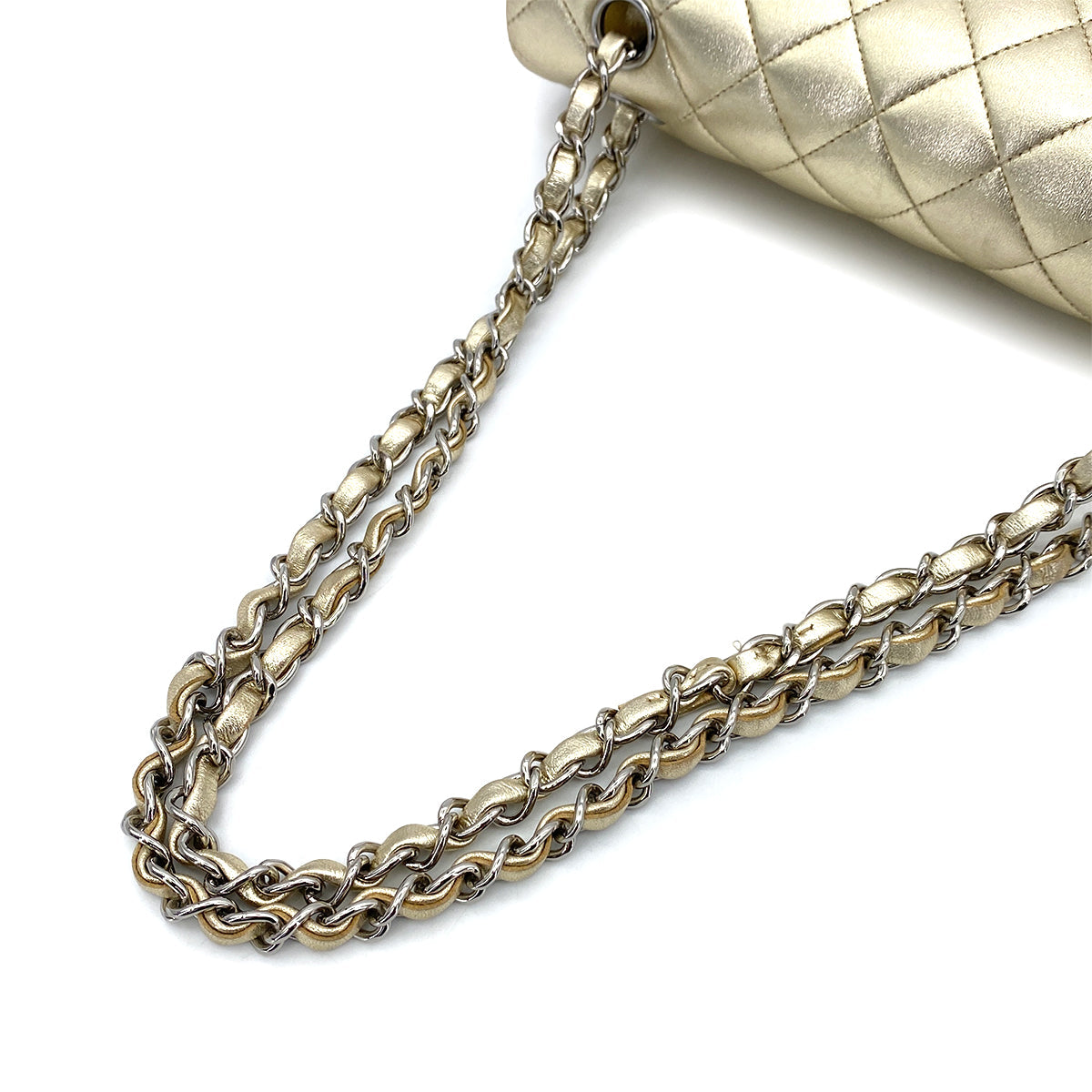 CHANEL VINTAGE CLASSIC FLAP MEDIUM CHAIN SHOULDER BAG GOLD LAMB SKIN 90256919