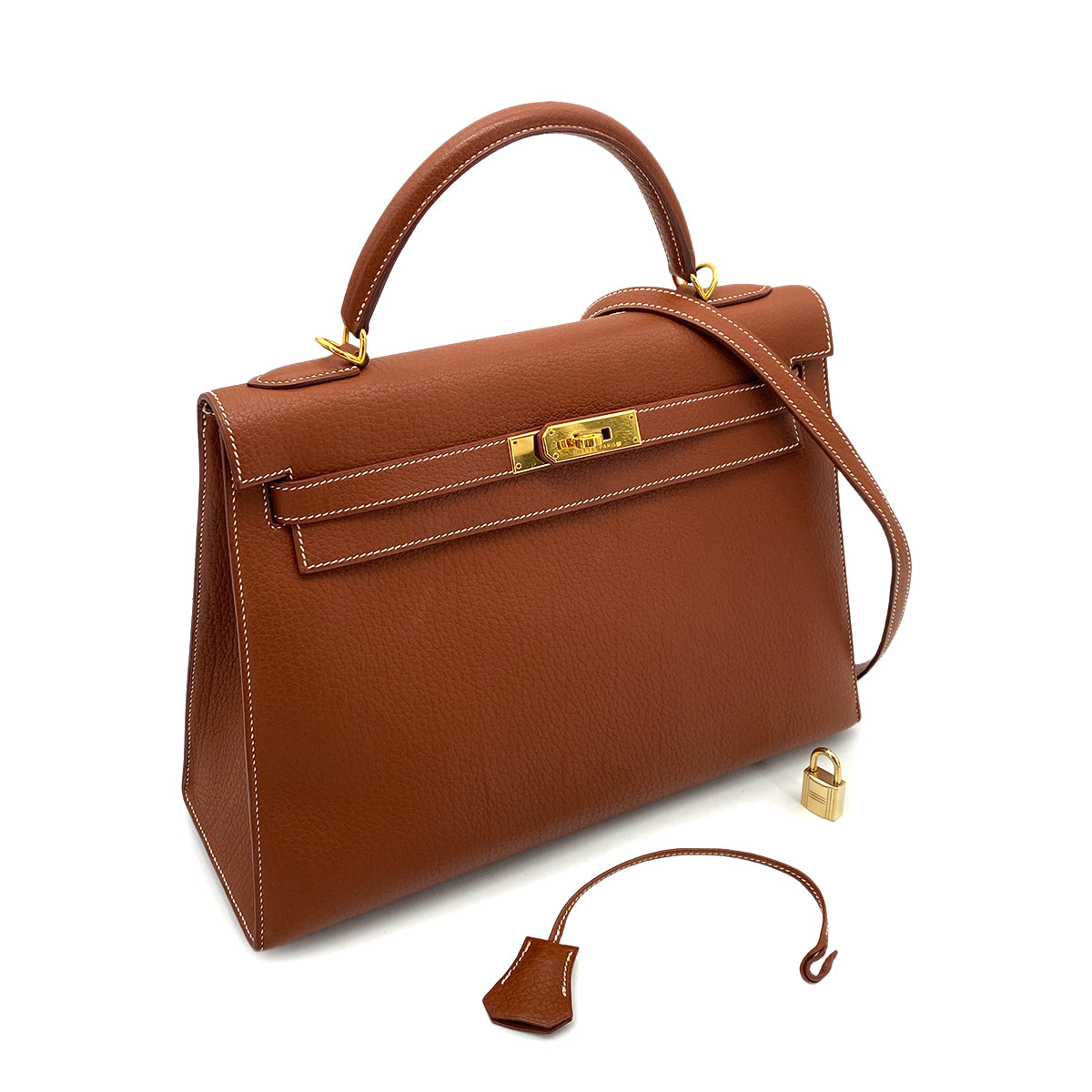 HERMES KELLY 32 SELLIER BRICK TOGO HAND SHOULDER BAG □E 90257609