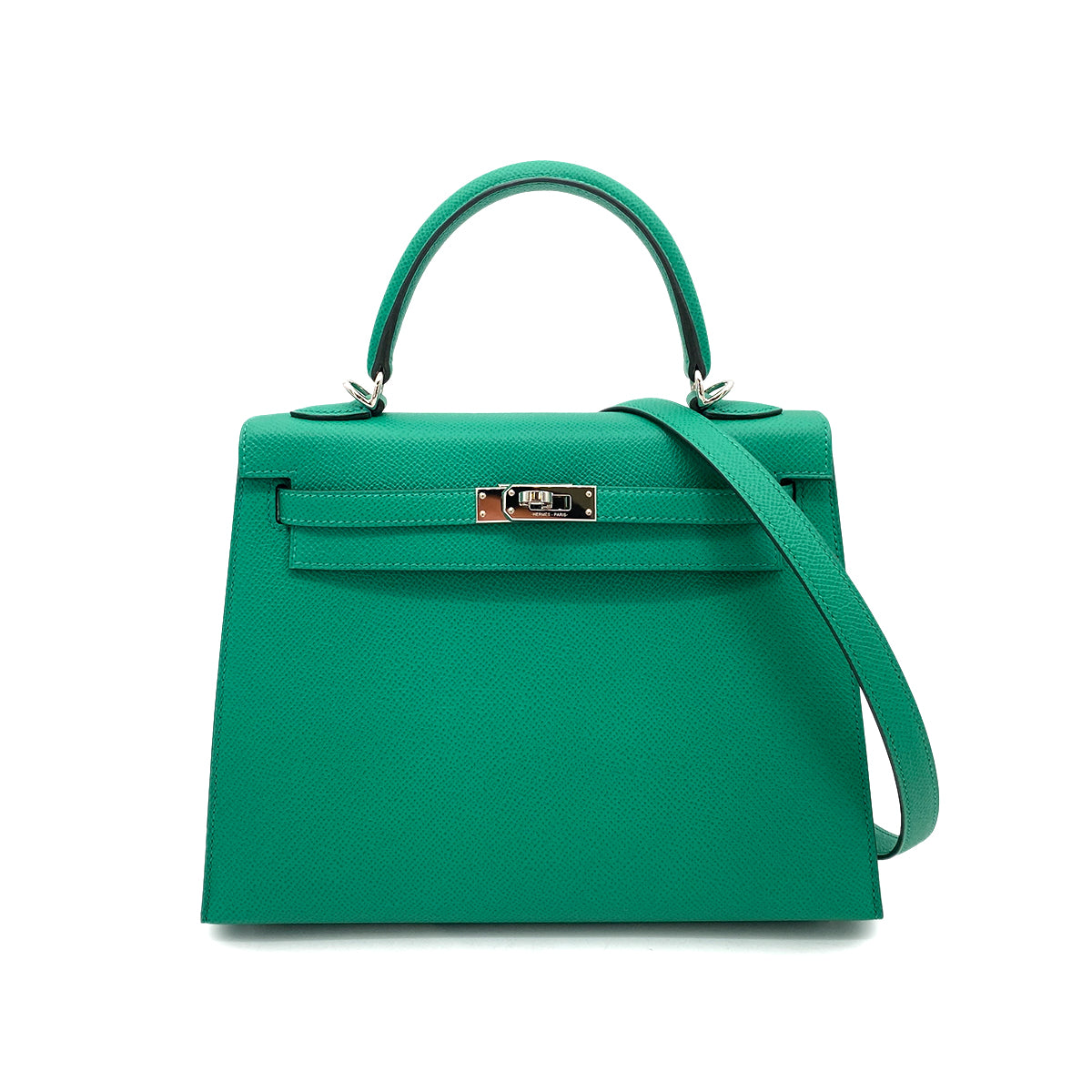 HERMES KELLY 25 SELLIER VERT JADE EPSOM HAND SHOULDER BAG SHW Z 90258091