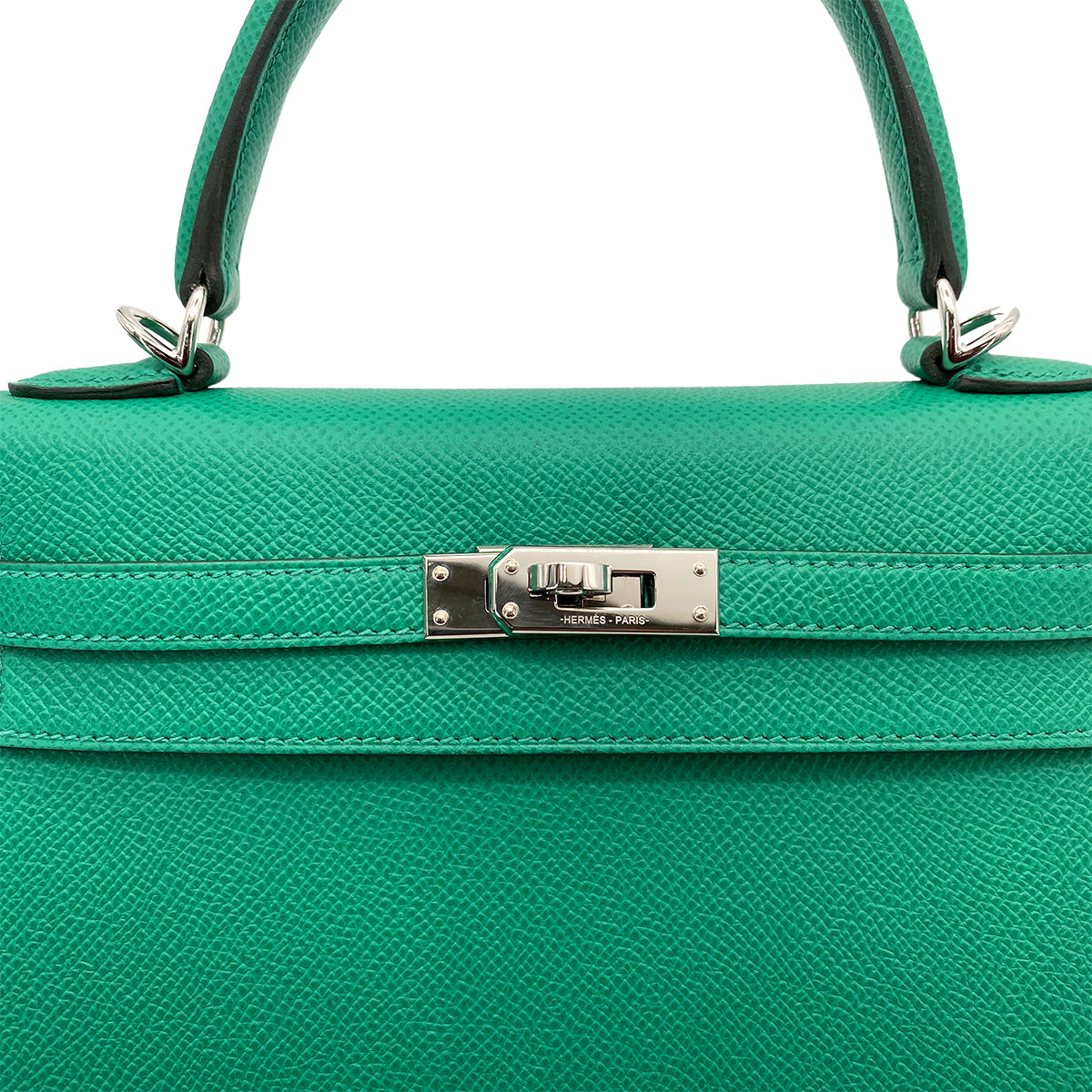 HERMES KELLY 25 SELLIER VERT JADE EPSOM HAND SHOULDER BAG SHW Z 90258091