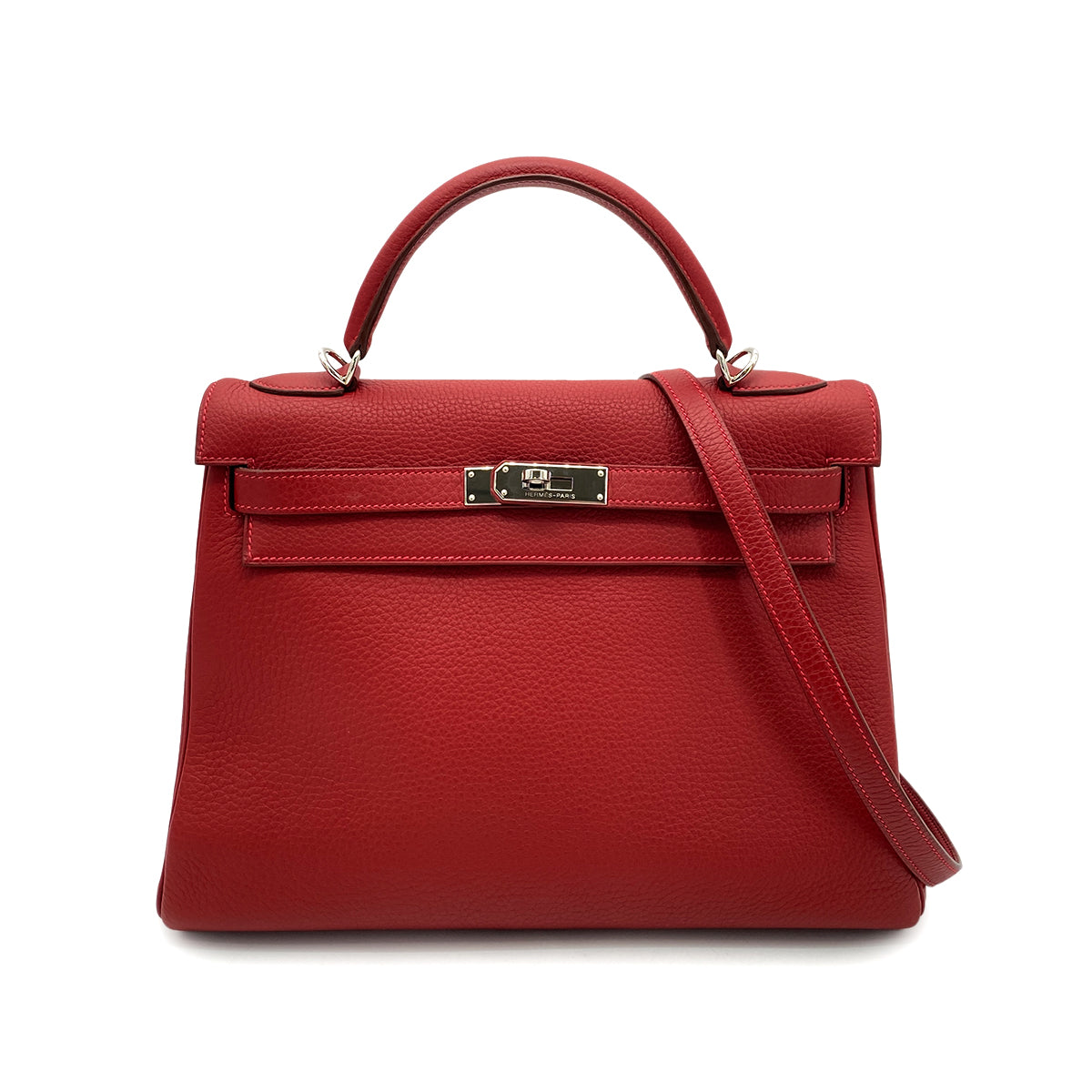 HERMES KELLY 32 RETOURNE ROUGE VIF TAURILLON CLEMENCE HAND SHOULDER BAG □J SHW 90258101