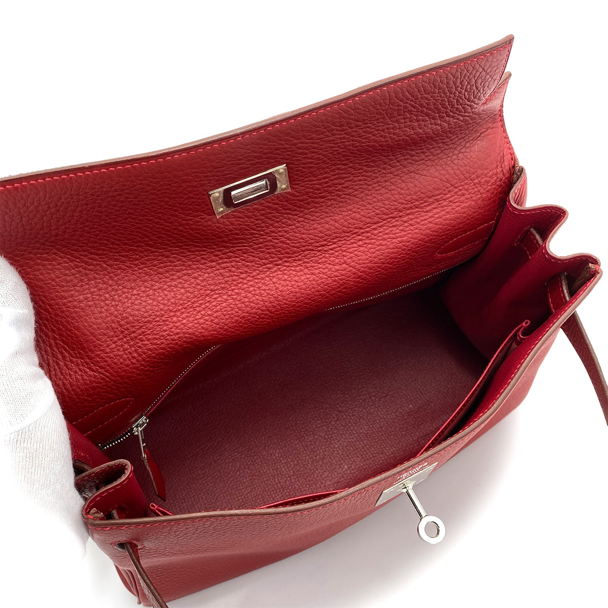 HERMES KELLY 32 RETOURNE ROUGE VIF TAURILLON CLEMENCE HAND SHOULDER BAG □J SHW 90258101