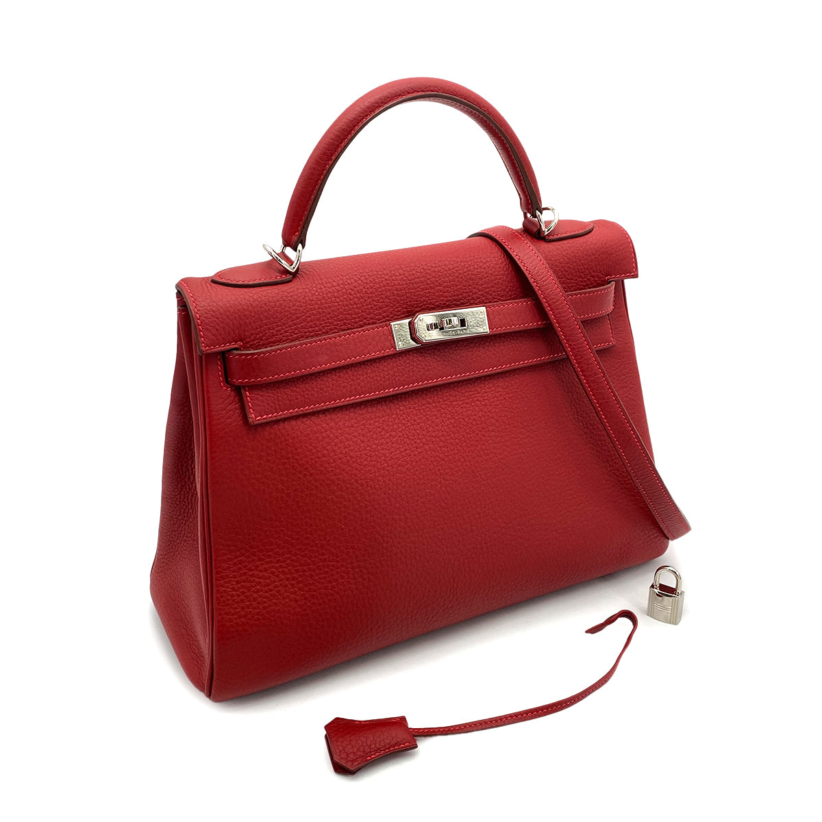 HERMES KELLY 32 RETOURNE ROUGE VIF TAURILLON CLEMENCE HAND SHOULDER BAG □J SHW 90258101