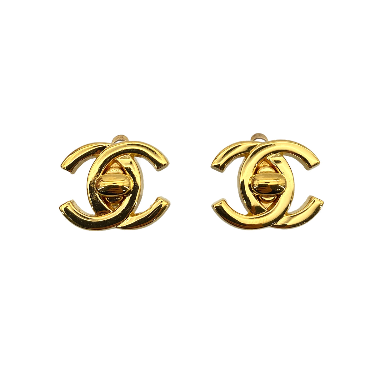 CHANEL VINTAGE EARRINGS TURN LOCK ACCESSORY 95A 90258136