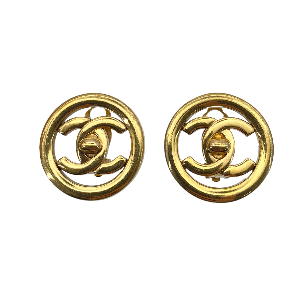 CHANEL VINTAGE EARRINGS TURN LOCK ACCESSORY 97P 90258143