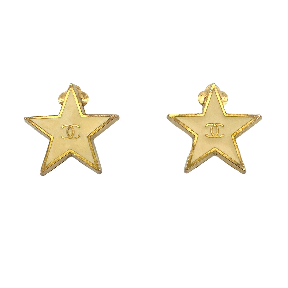 CHANEL VINTAGE EARRINGS STAR MOTIF COCOMARK ACCESSORY 01P 90258858