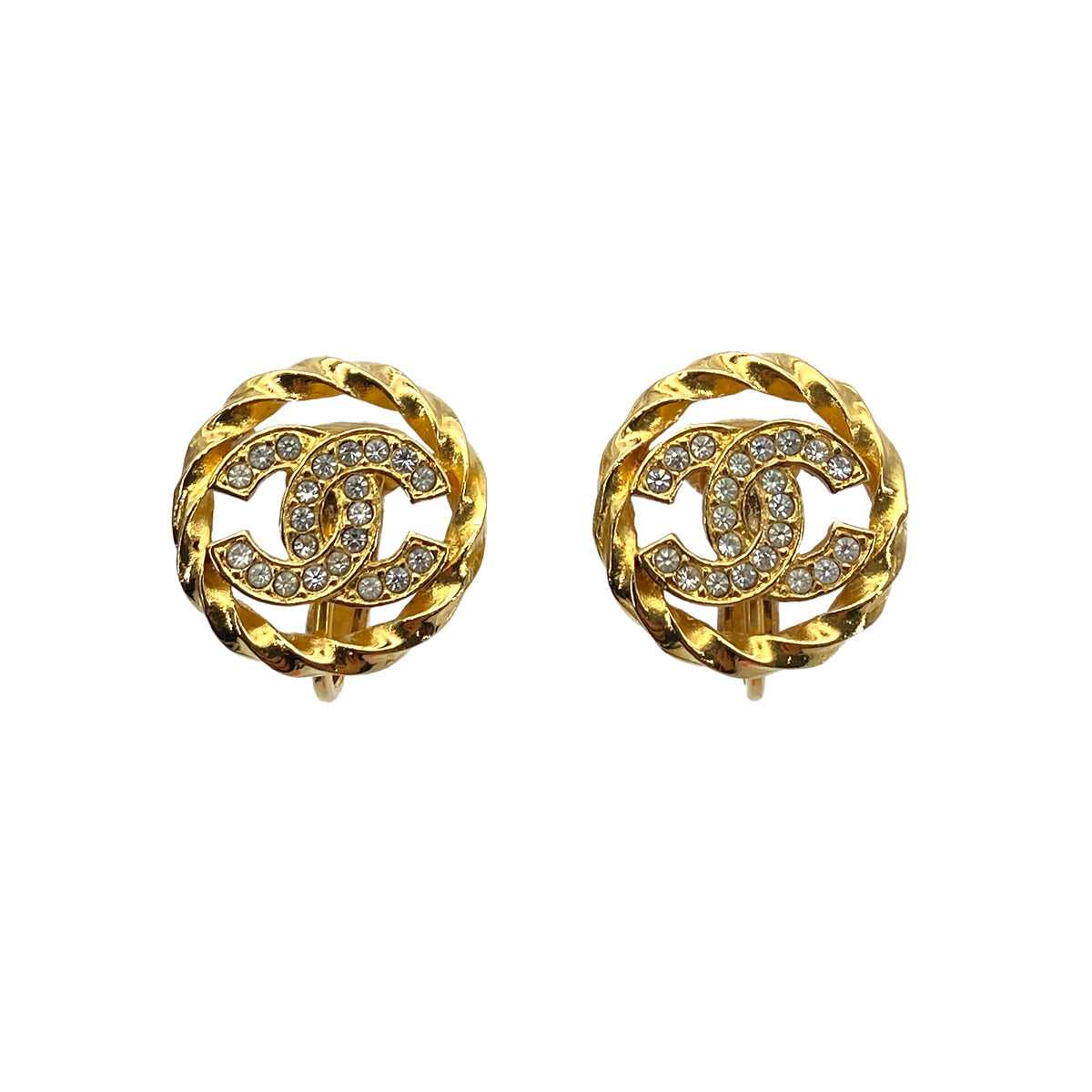 CHANEL EARRINGS COCOMARK RHINESTONE ROUND ACCESSORY 90258937