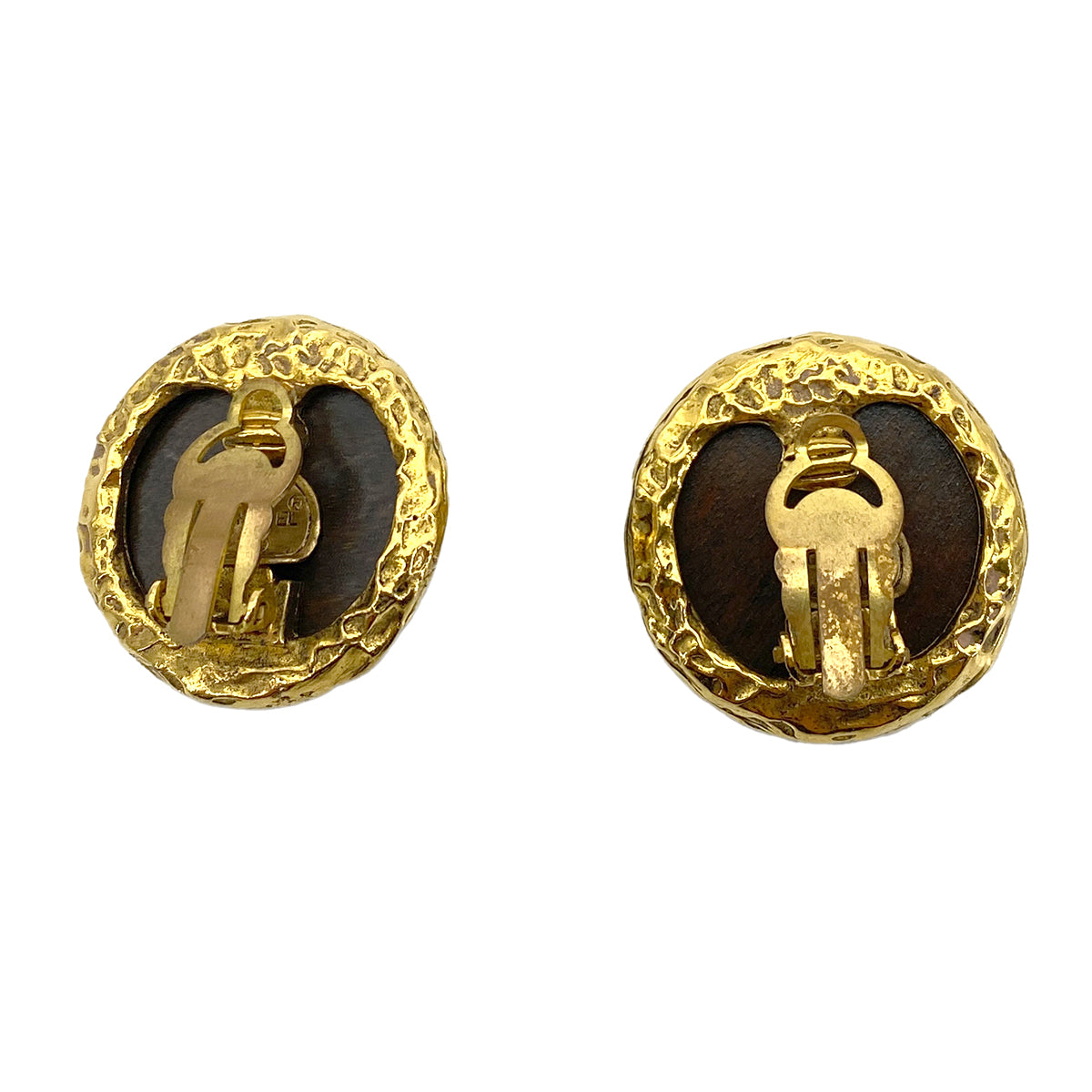 CHANEL VINTAGE EARRINGS WOOD ROUND ACCESSORY 90259593