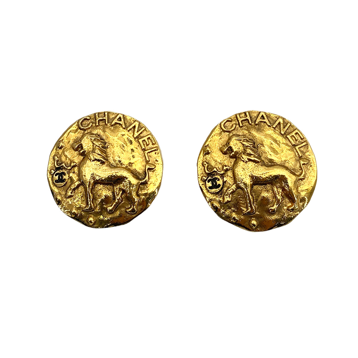 CHANEL VINTAGE EARRINGS LION COCOMARK ROUND ACCESSORY 23 90259727