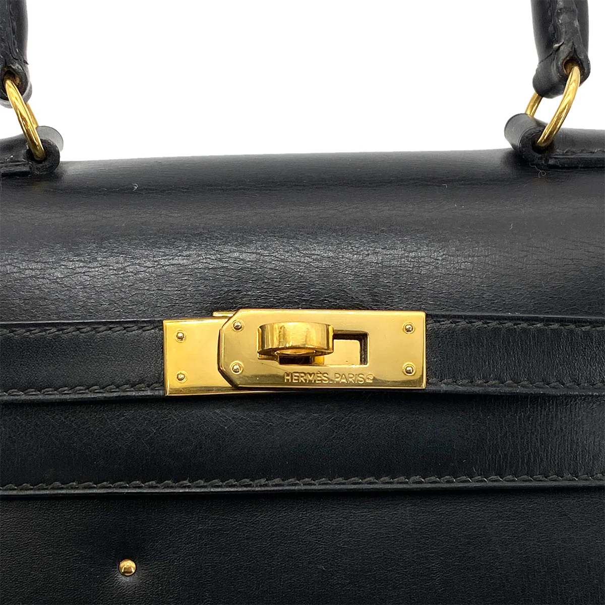 HERMES MINI KELLY 20 BLACK BOXCALF STUDS HAND SHOULDER BAG 〇X GHW 90259869 - PURPOSE