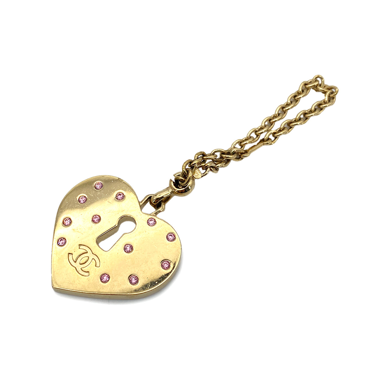 CHANEL VINTAGE HEART MOTIF BAG CHARM RHINESTONE ACCESSORY 02P 90259979