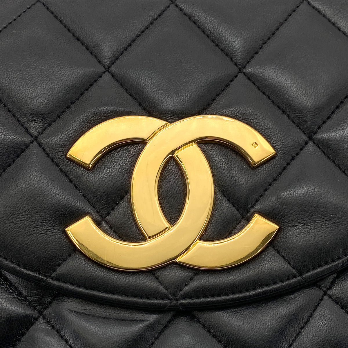 CHANEL VINTAGE BIG COCO MATELASSE CHAIN SHOULDER BAG BLACK LAMB SKIN 90261578