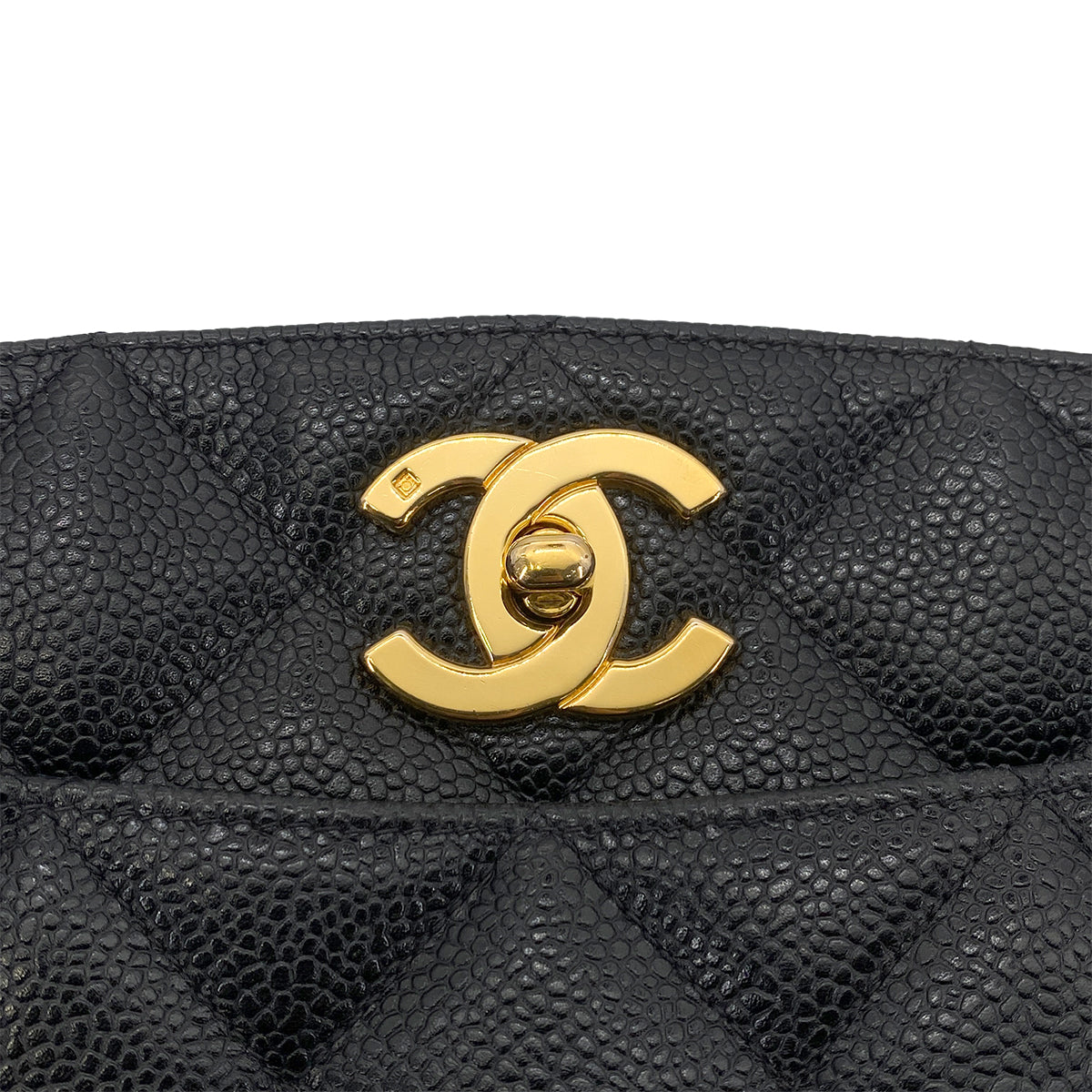 CHANEL VINTAGE MATELASSE CHAIN TOTE BAG BLACK CAVIAR SKIN 90261649