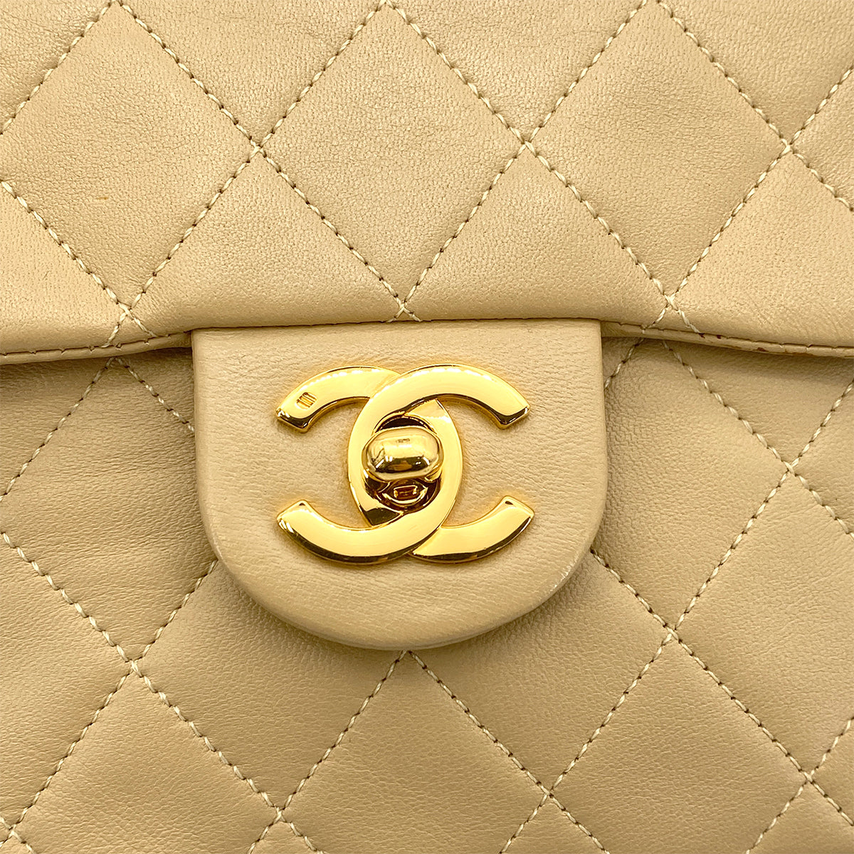 CHANEL VINTAGE BIJOU CHAIN SHOULDER BAG BEIGE LAMB SKIN 90261854