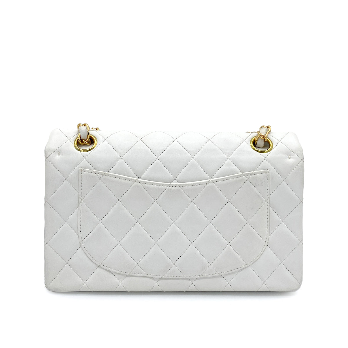 CHANEL VINTAGE CLASSIC FLAP SMALL WHITE LAMB SKIN GHW 90262336