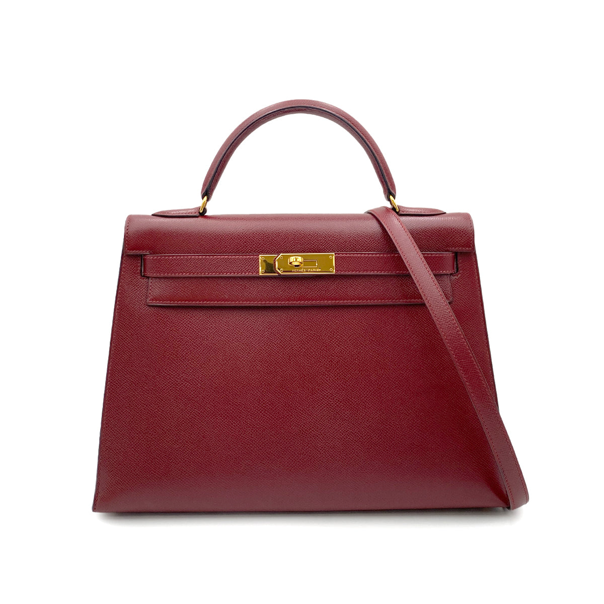 HERMES KELLY 32 SELLIER ROUGE H COUCHVEL HAND SHOULDER BAG 〇T GHW 90264343