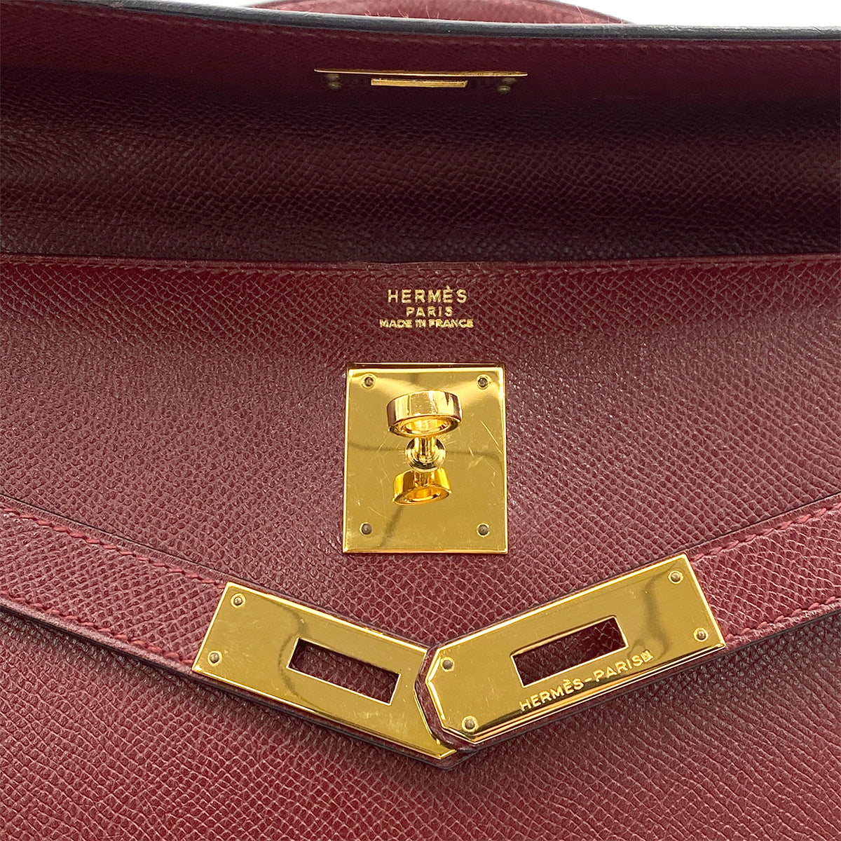 HERMES KELLY 32 SELLIER ROUGE H COUCHVEL HAND SHOULDER BAG 〇T GHW 90264343