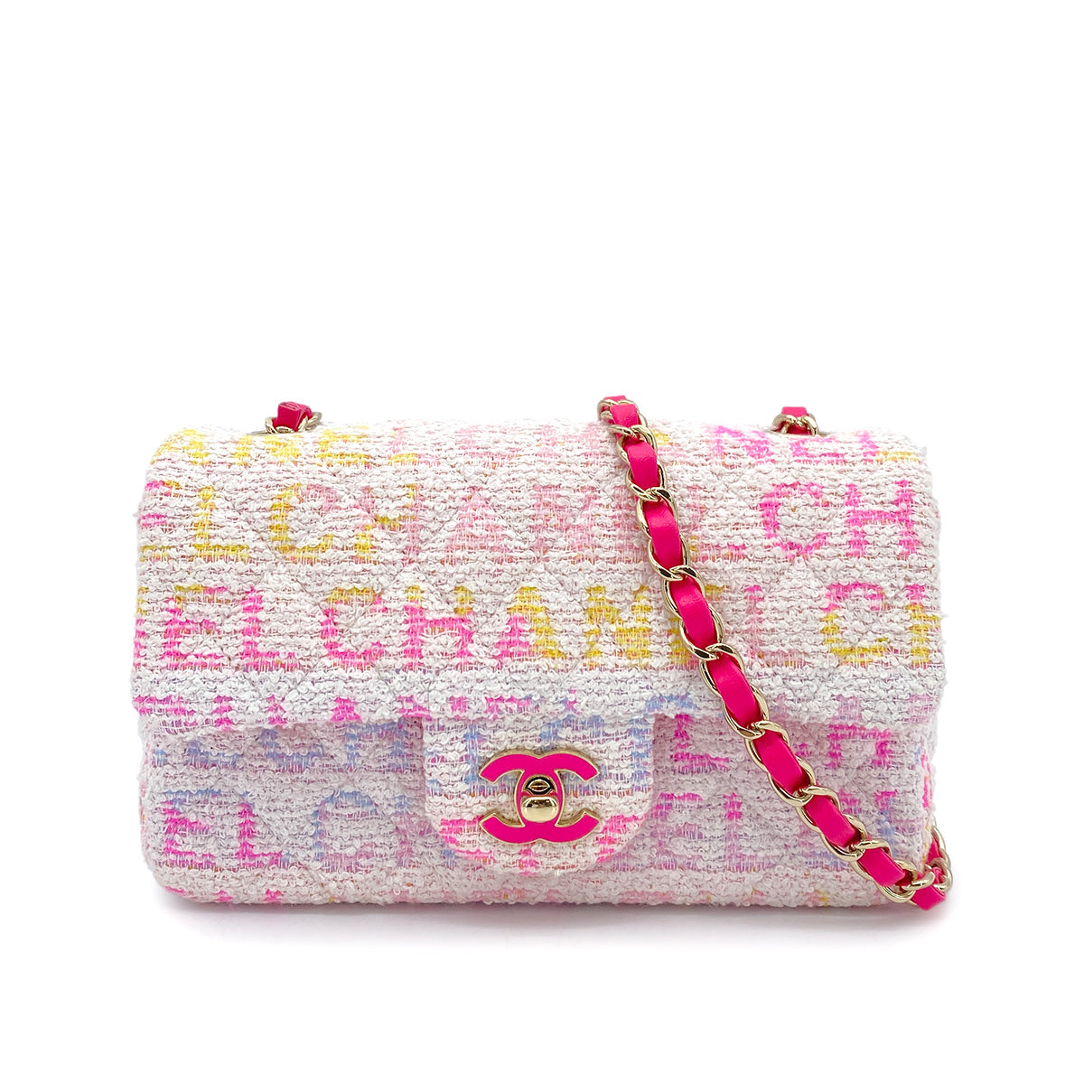 CHANEL CHAIN SHOULDER BAG MULTICOLOR TWEED 90264523