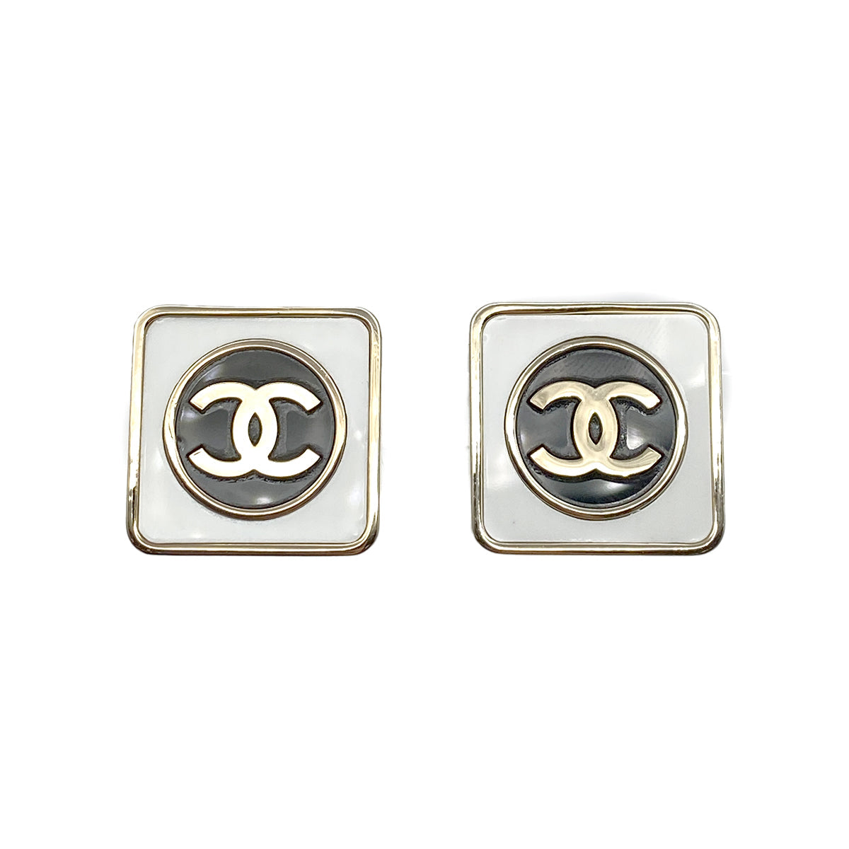 CHANEL EARRINGS COCOMARK WHITE SQUARE ACCESSORY B23C 90264573