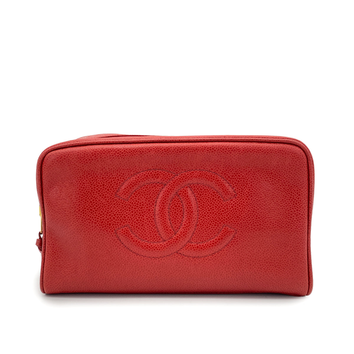 CHANEL VINTAGE CLUTCH BAG RED CAVIAR SKIN 90264783