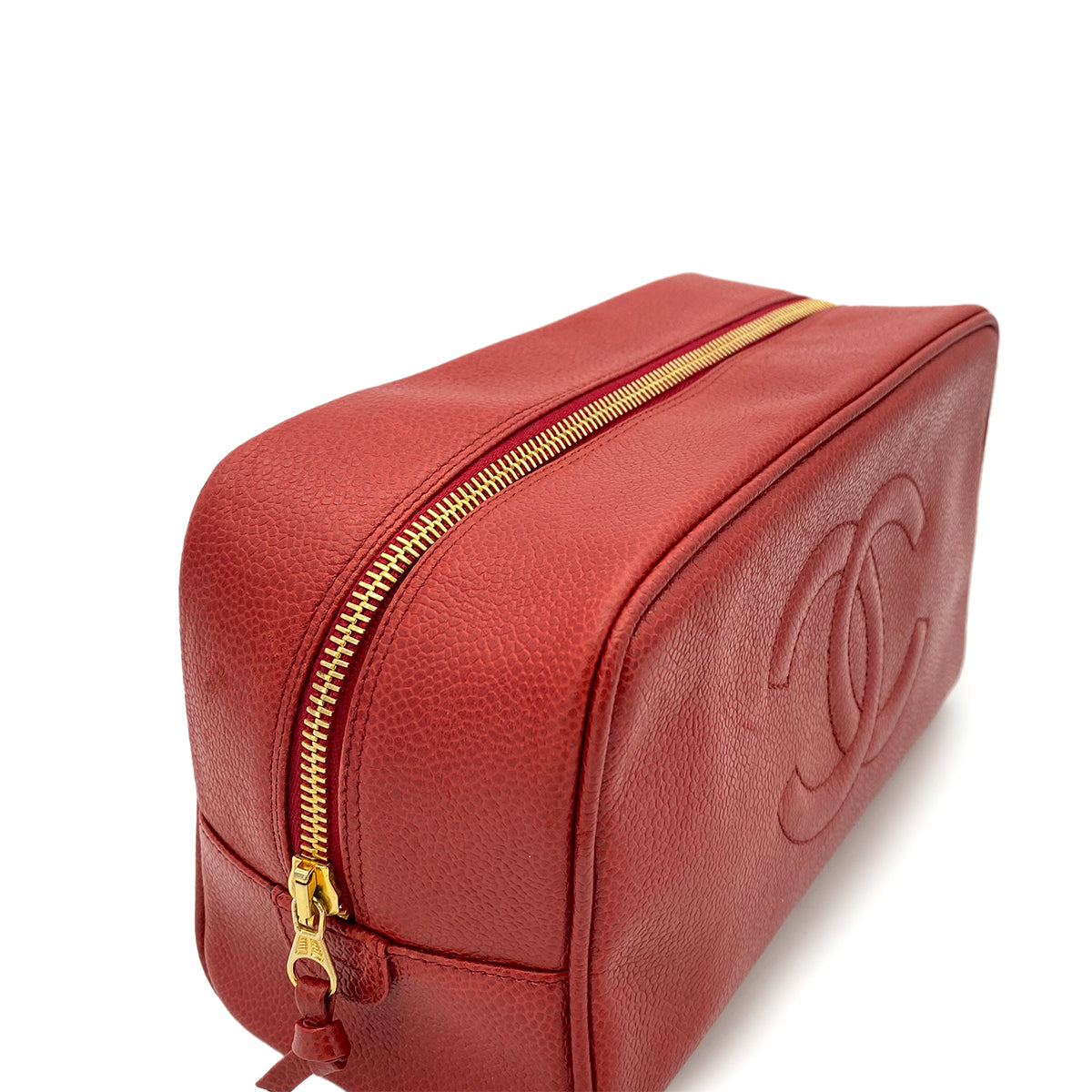 CHANEL VINTAGE CLUTCH BAG RED CAVIAR SKIN 90264783